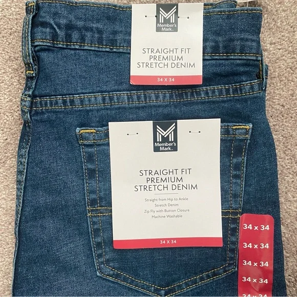 Member's Mark Men's Straight Fit Premium Stretch Denim Jeans 34x34 - NWT - Picture 4 of 5